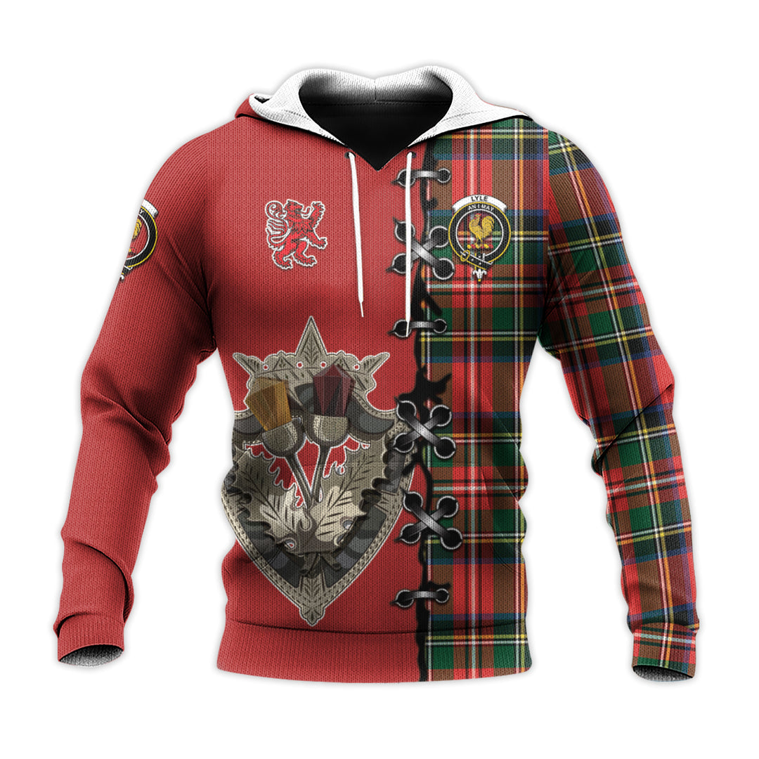 Printivon Lyle Tartan Hoodie Lion Rampant And Celtic Thistle Style