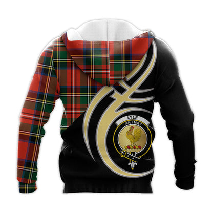 Printivon Lyle Clan Believe In Me Crest Tartan Knitted Hoodie Custom Your Text
