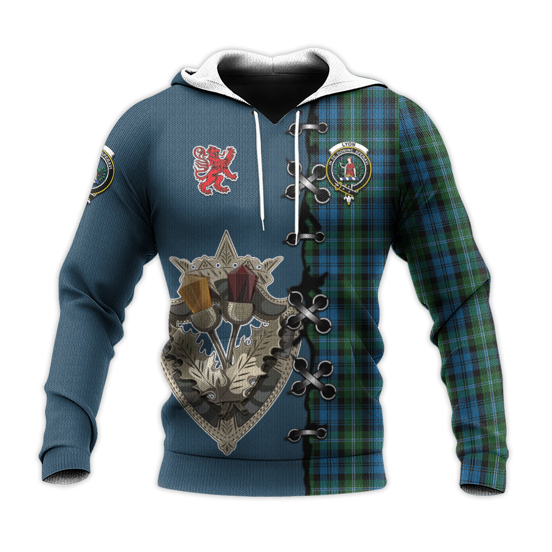Printivon Lyon Tartan Hoodie Lion Rampant And Celtic Thistle Style