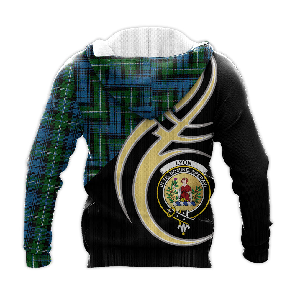 Printivon Lyon Clan Believe In Me Crest Tartan Knitted Hoodie Custom Your Text