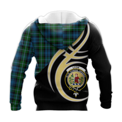 Printivon Lyon Clan Believe In Me Crest Tartan Knitted Hoodie Custom Your Text