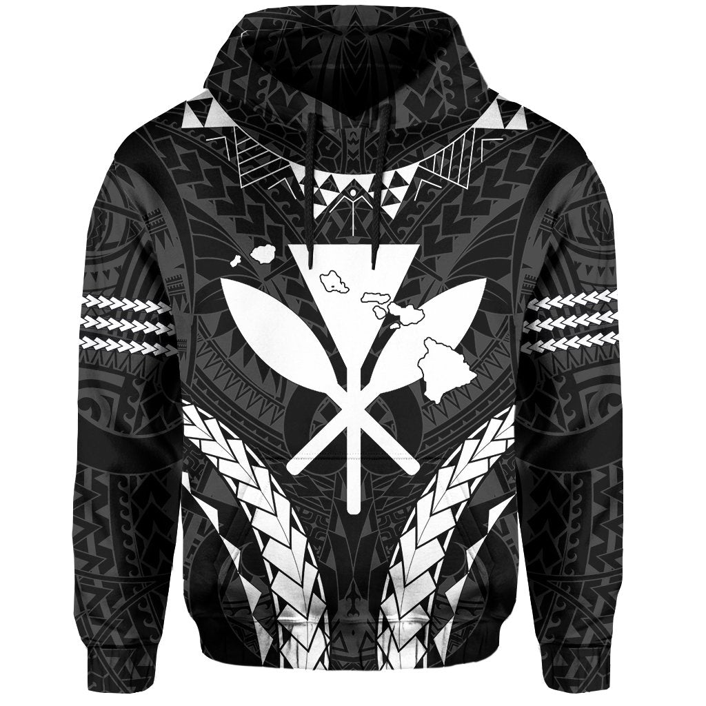 Polynesian Kakau Kanaka Map Hawaii Hoodie Sport Style Version 2.0 White