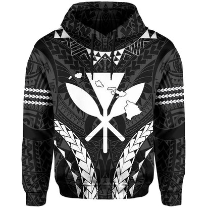 Polynesian Kakau Kanaka Map Hawaii Hoodie Sport Style Version 2.0 White