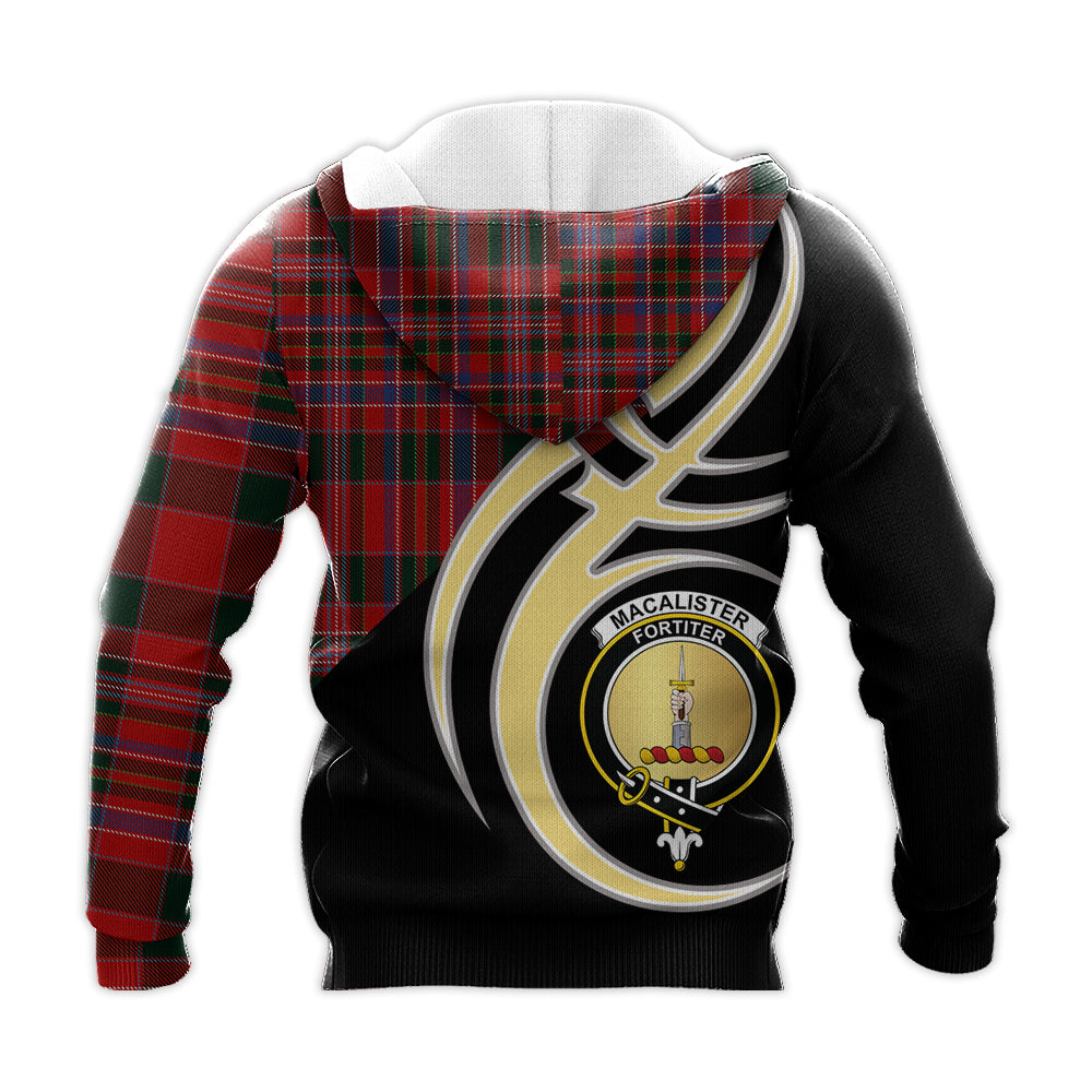 Printivon Macalister Clan Believe In Me Crest Tartan Knitted Hoodie Custom Your Text