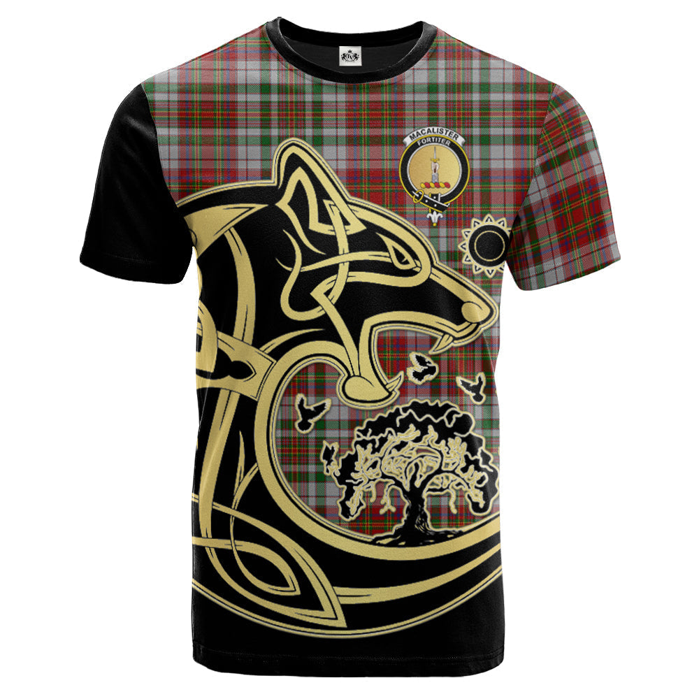 Printivon MacAlister Dress Crest Celtic Wolf Tartan T Shirt Custom Your Text