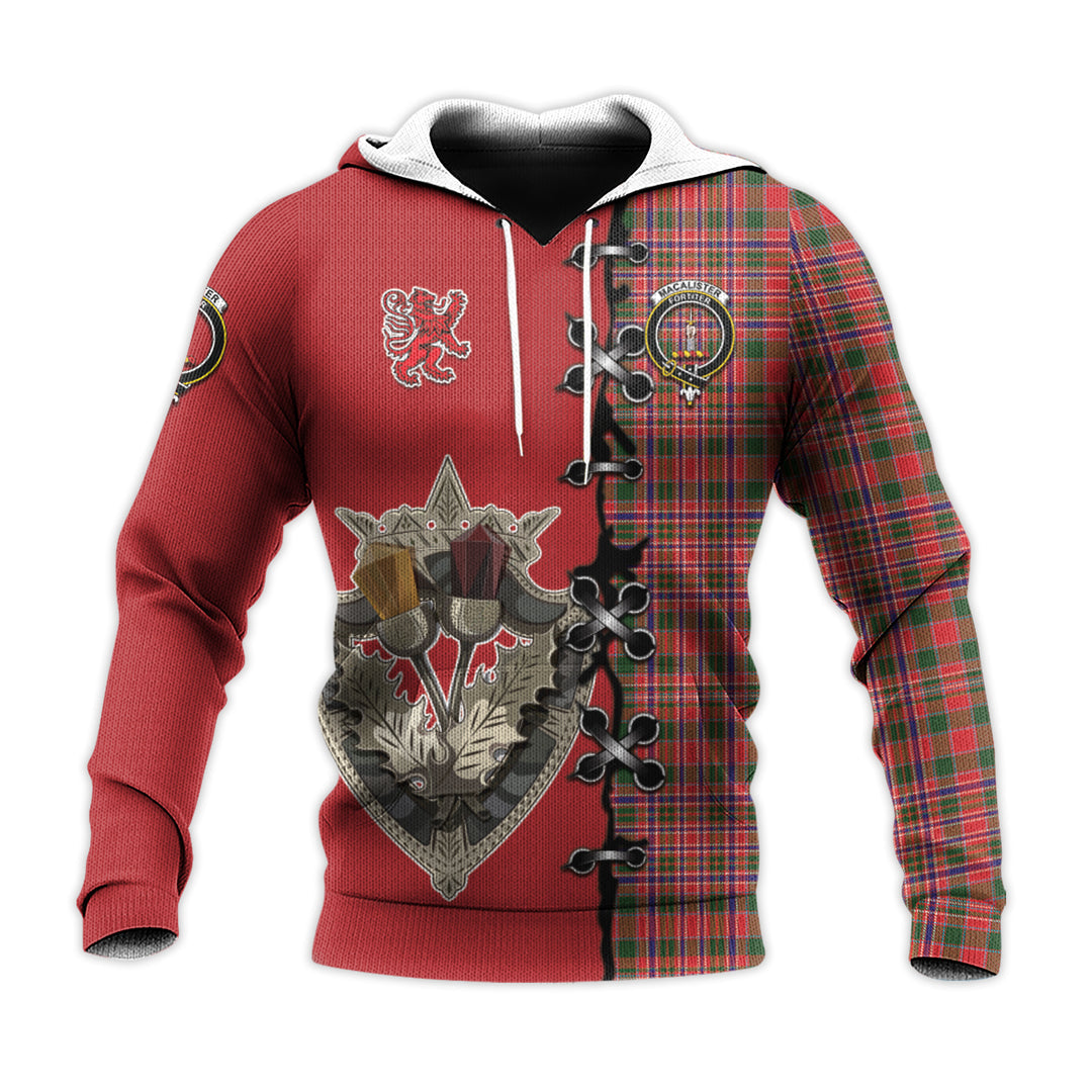 Printivon Macalister Modern Tartan Hoodie Lion Rampant And Celtic Thistle Style