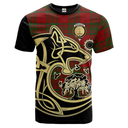 Printivon MacAlister of Glenbarr Crest Celtic Wolf Tartan T Shirt Custom Your Text