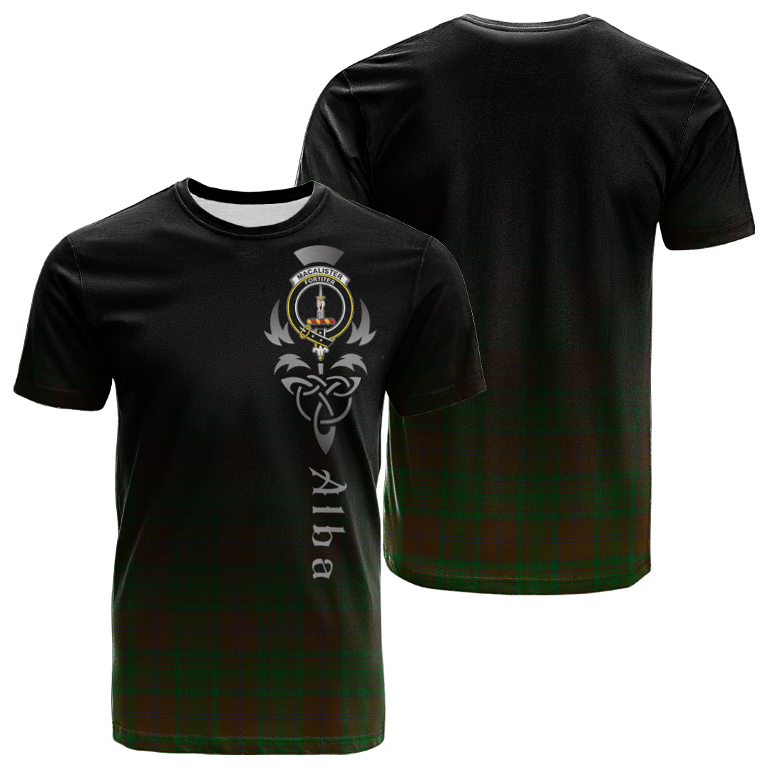 Printivon MacAlister of Glenbarr Hunting Tartan Crest Alba Celtic T Shirt
