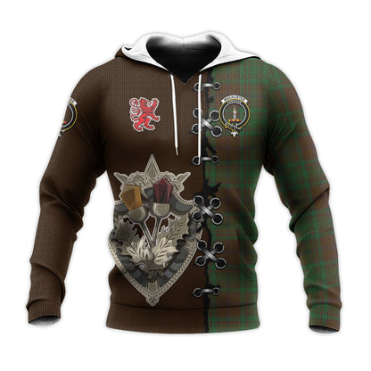 Printivon Macalister Of Glenbarr Hunting Tartan Hoodie Lion Rampant And Celtic Thistle Style