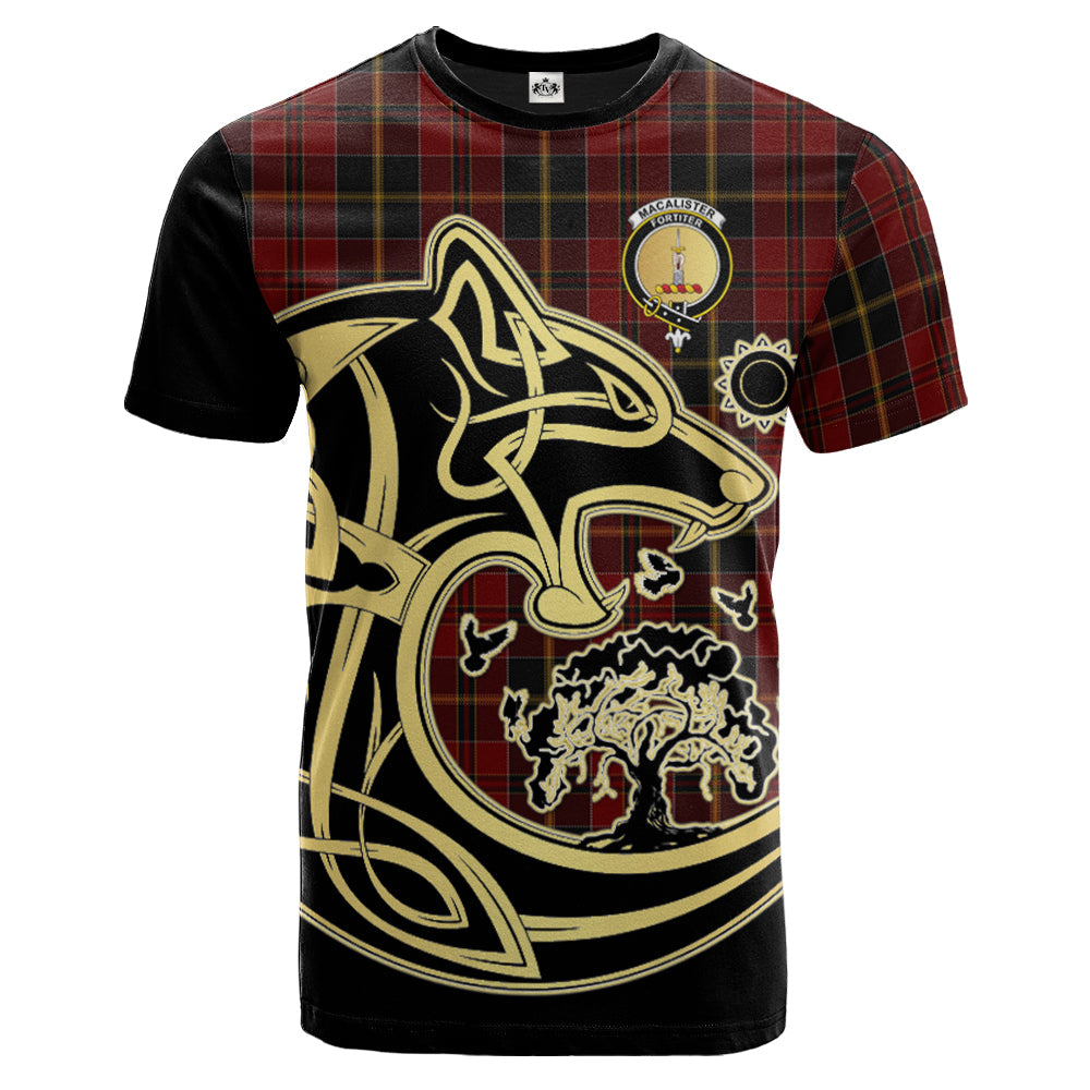 Printivon MacAlister of Skye Crest Celtic Wolf Tartan T Shirt Custom Your Text