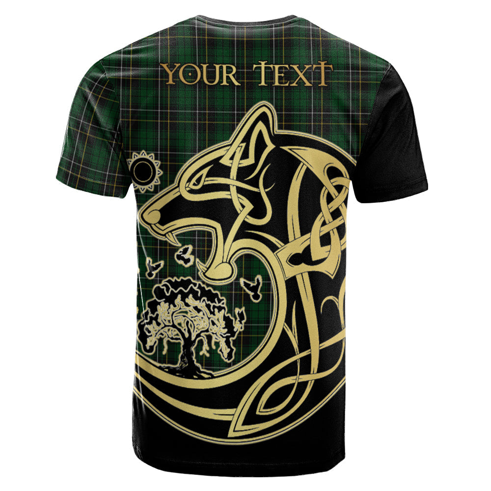 Printivon MacAlpin Crest Celtic Wolf Tartan T Shirt Custom Your Text