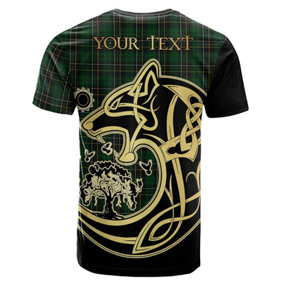 Printivon MacAlpin Crest Celtic Wolf Tartan T Shirt Custom Your Text