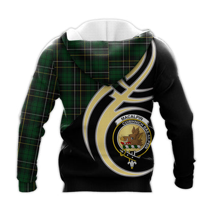 Printivon Macalpin Clan Believe In Me Crest Tartan Knitted Hoodie Custom Your Text