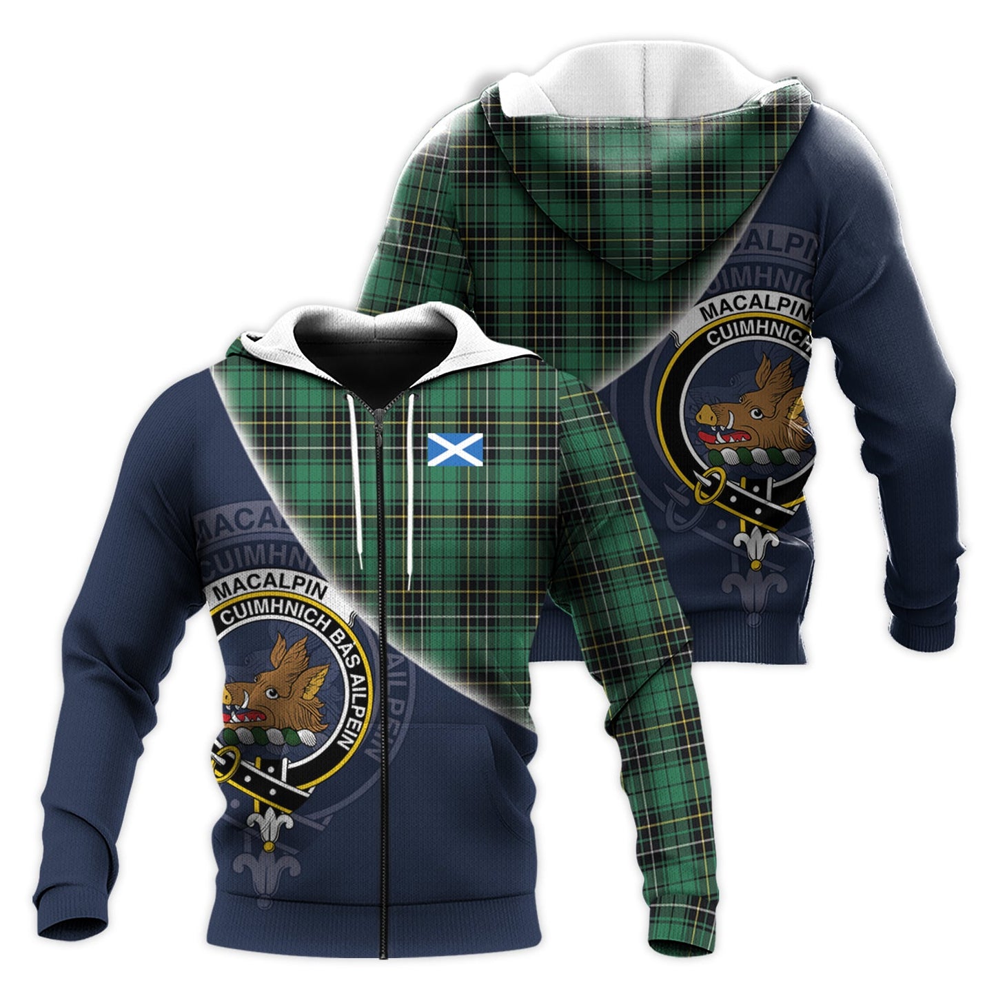 Printivon Macalpin Ancient Tartan Scottish Crest Hoodie
