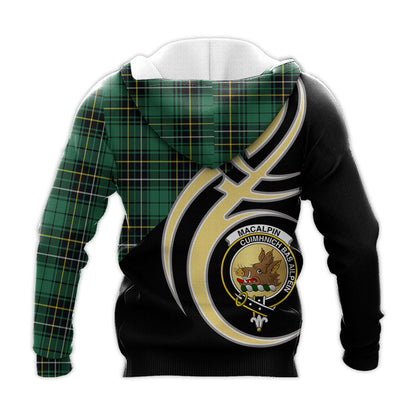 Printivon Macalpin Ancient Clan Believe In Me Crest Tartan Knitted Hoodie Custom Your Text