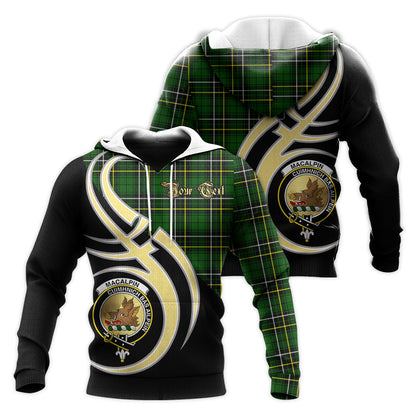 Printivon Macalpin Modern Clan Believe In Me Crest Tartan Knitted Hoodie Custom Your Text