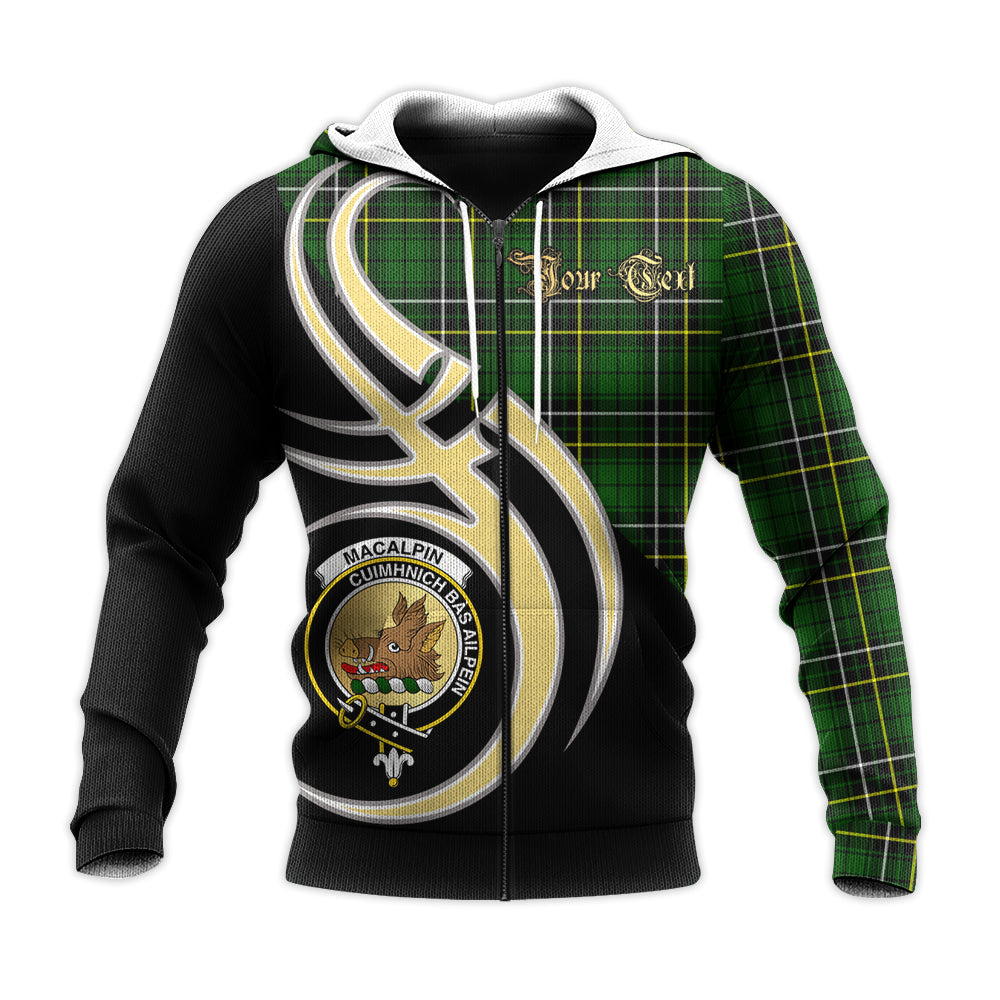 Printivon Macalpin Modern Clan Believe In Me Crest Tartan Knitted Hoodie Custom Your Text