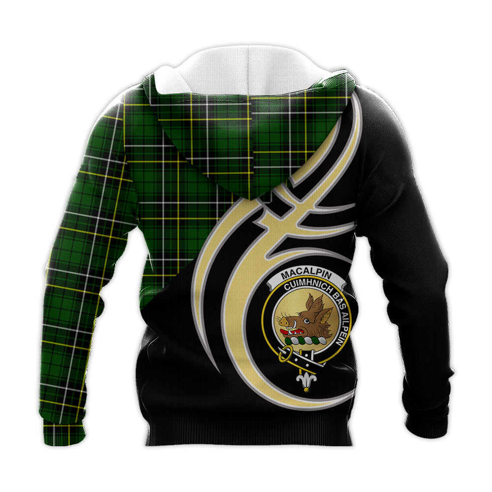 Printivon Macalpin Modern Clan Believe In Me Crest Tartan Knitted Hoodie Custom Your Text