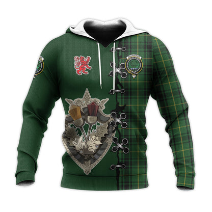 Printivon Macarthur Tartan Hoodie Lion Rampant And Celtic Thistle Style