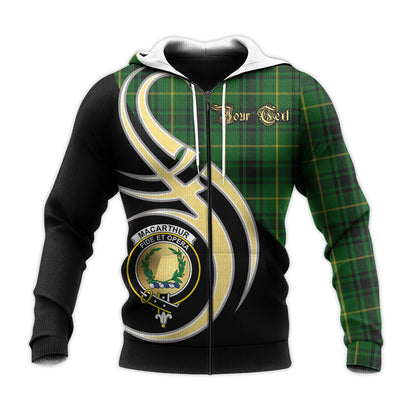 Printivon Macarthur Clan Believe In Me Crest Tartan Knitted Hoodie Custom Your Text