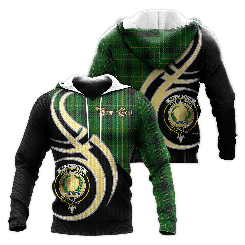 Printivon Macarthur Highland Clan Believe In Me Crest Tartan Knitted Hoodie Custom Your Text