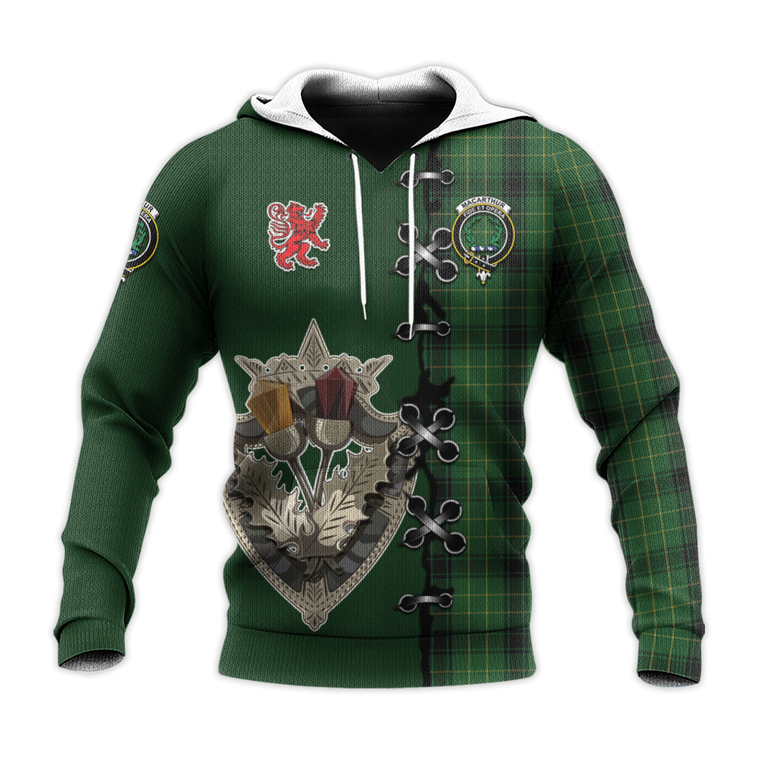 Printivon Macarthur Highland Tartan Hoodie Lion Rampant And Celtic Thistle Style