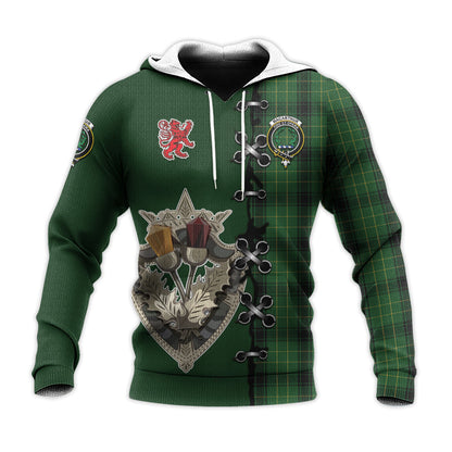 Printivon Macarthur Highland Tartan Hoodie Lion Rampant And Celtic Thistle Style