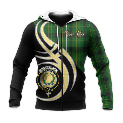 Printivon Macarthur Highland Clan Believe In Me Crest Tartan Knitted Hoodie Custom Your Text