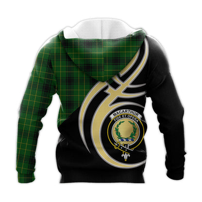 Printivon Macarthur Highland Clan Believe In Me Crest Tartan Knitted Hoodie Custom Your Text