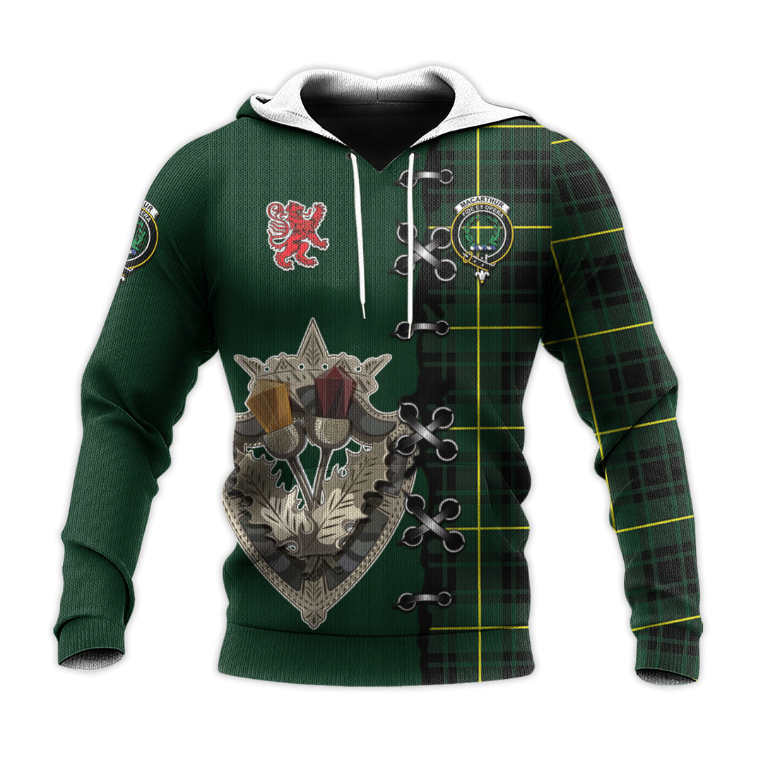 Printivon Macarthur Modern Tartan Hoodie Lion Rampant And Celtic Thistle Style