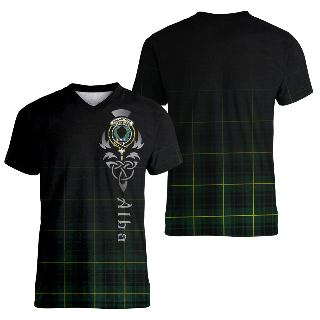 Printivon MacArthur Modern Tartan Crest Alba Celtic T Shirt
