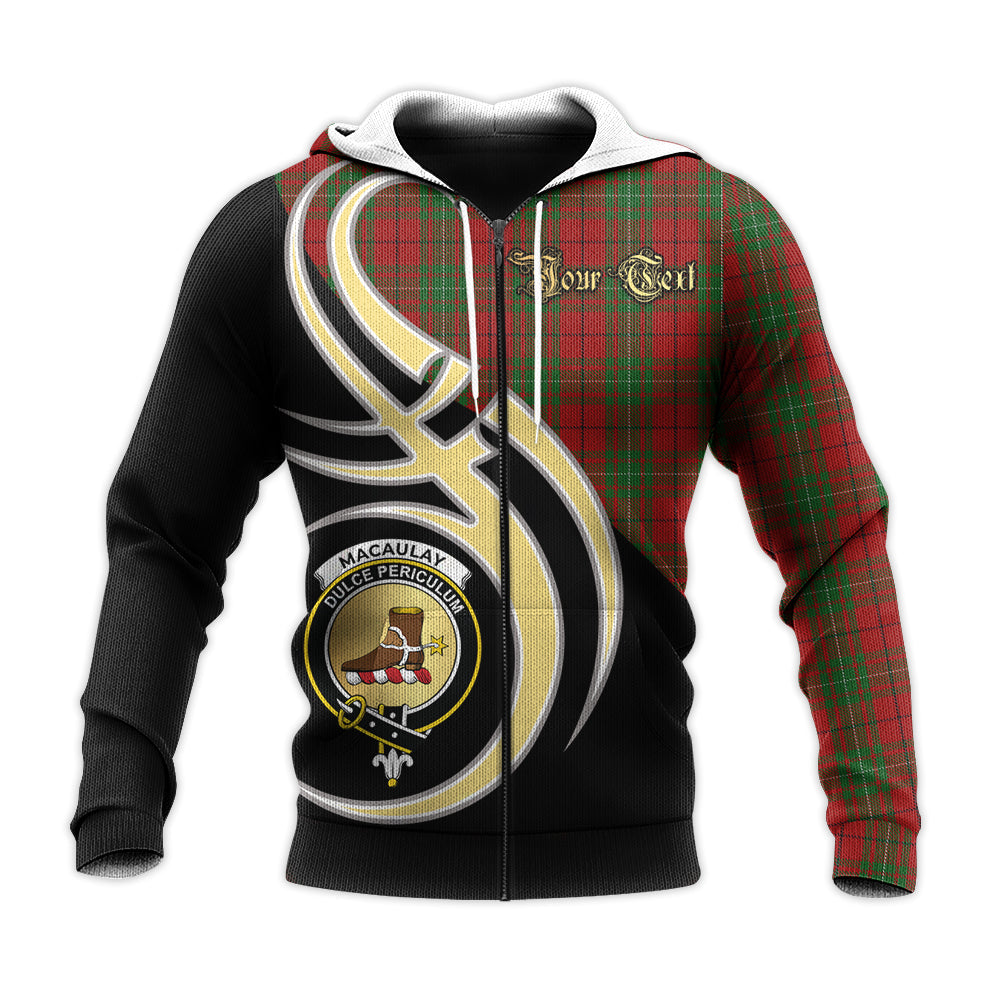 Printivon Macaulay Clan Believe In Me Crest Tartan Knitted Hoodie Custom Your Text