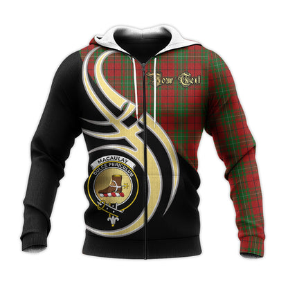 Printivon Macaulay Clan Believe In Me Crest Tartan Knitted Hoodie Custom Your Text
