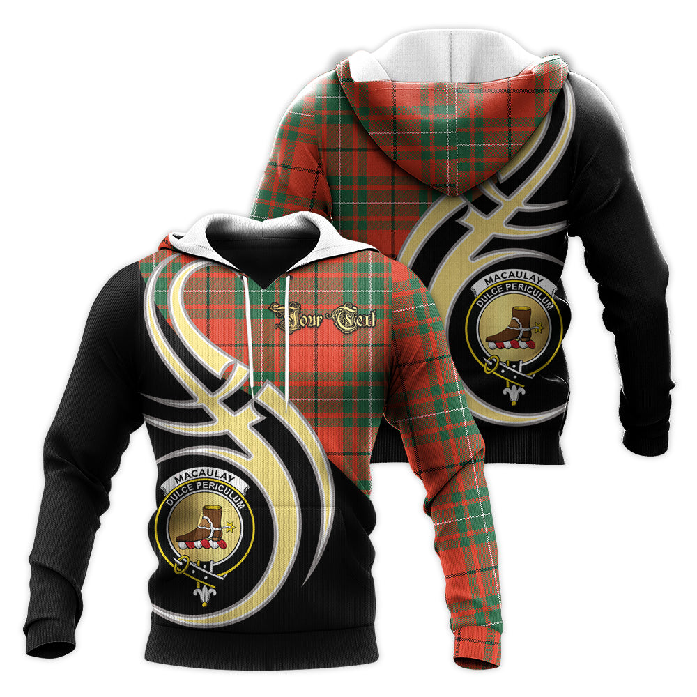 Printivon Macaulay Ancient Clan Believe In Me Crest Tartan Knitted Hoodie Custom Your Text