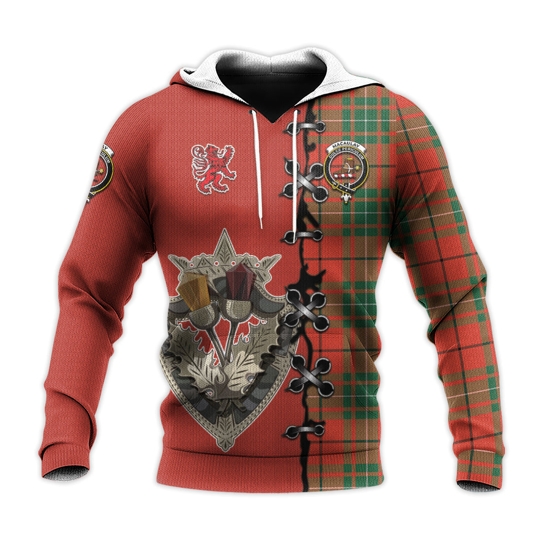 Printivon Macaulay Ancient Tartan Hoodie Lion Rampant And Celtic Thistle Style