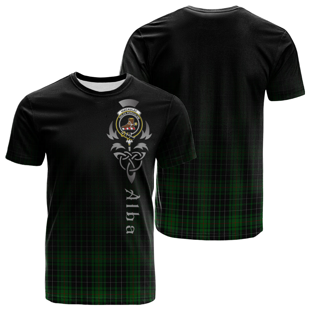 Printivon MacAulay Hunting Tartan Crest Alba Celtic T Shirt