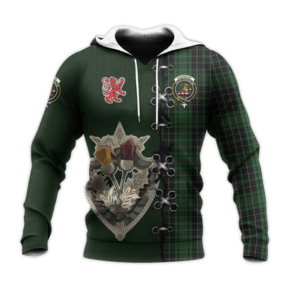 Printivon Macaulay Hunting Tartan Hoodie Lion Rampant And Celtic Thistle Style