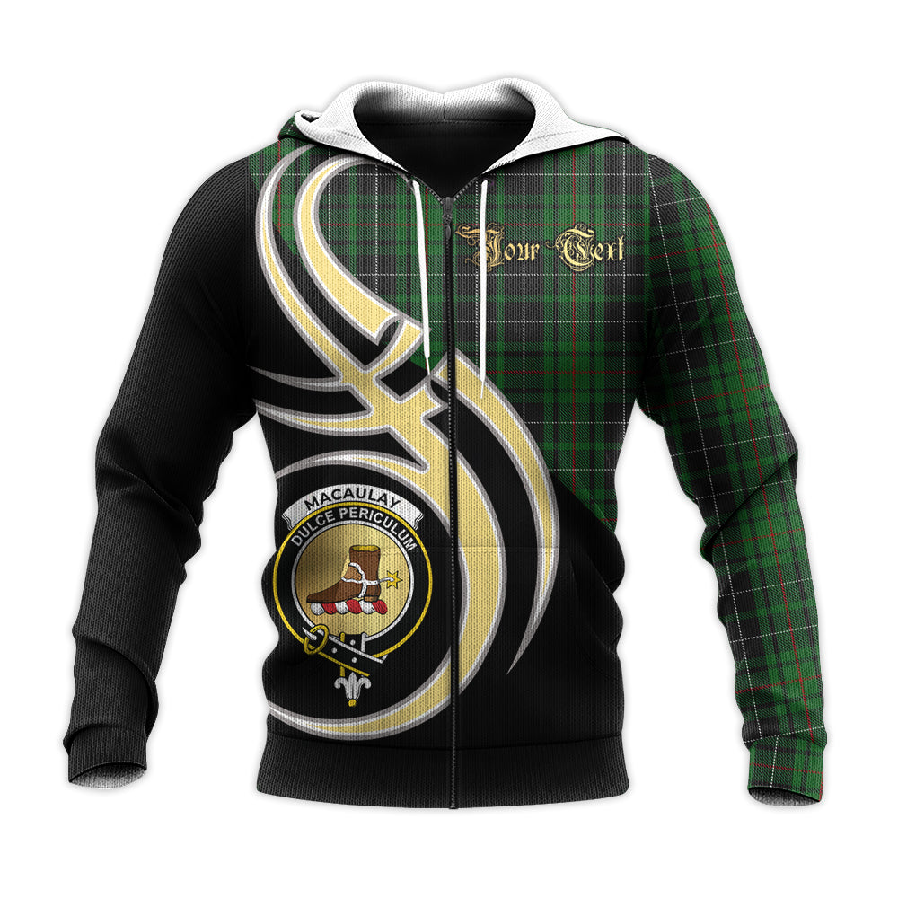 Printivon Macaulay Hunting Clan Believe In Me Crest Tartan Knitted Hoodie Custom Your Text