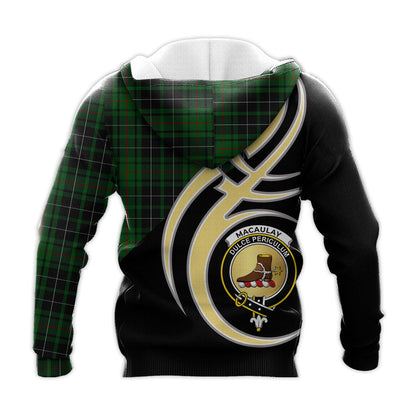 Printivon Macaulay Hunting Clan Believe In Me Crest Tartan Knitted Hoodie Custom Your Text