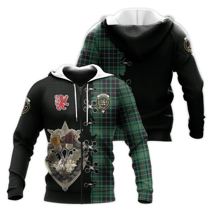 Printivon Macaulay Hunting Ancient Tartan Hoodie Lion Rampant And Celtic Thistle Style