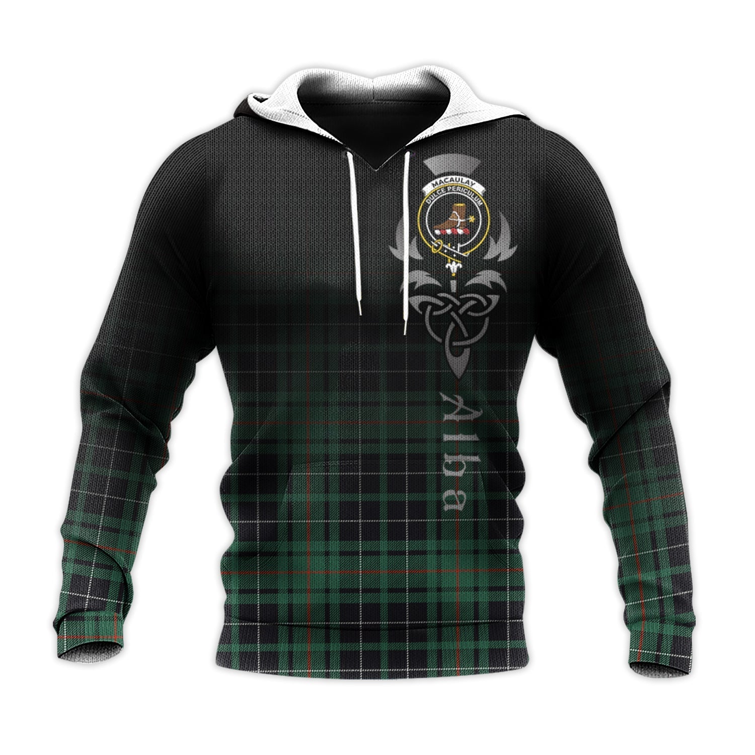 Printivon Macaulay Hunting Ancient Tartan Crest Alba Celtic Hoodie