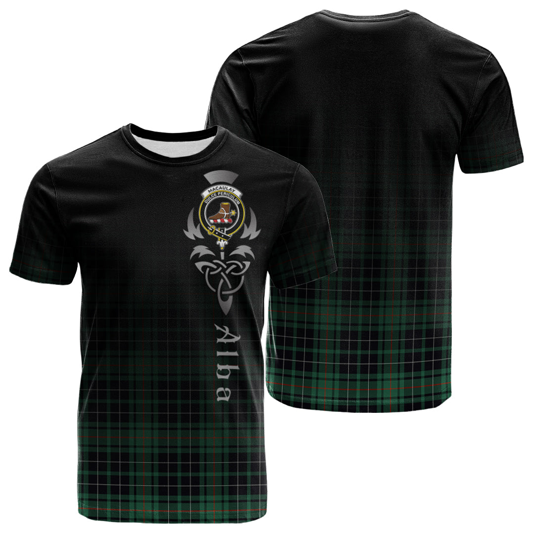 Printivon MacAulay Hunting Ancient Tartan Crest Alba Celtic T Shirt