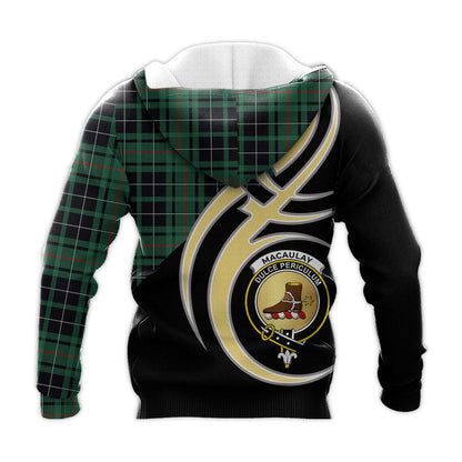 Printivon Macaulay Hunting Ancient Clan Believe In Me Crest Tartan Knitted Hoodie Custom Your Text