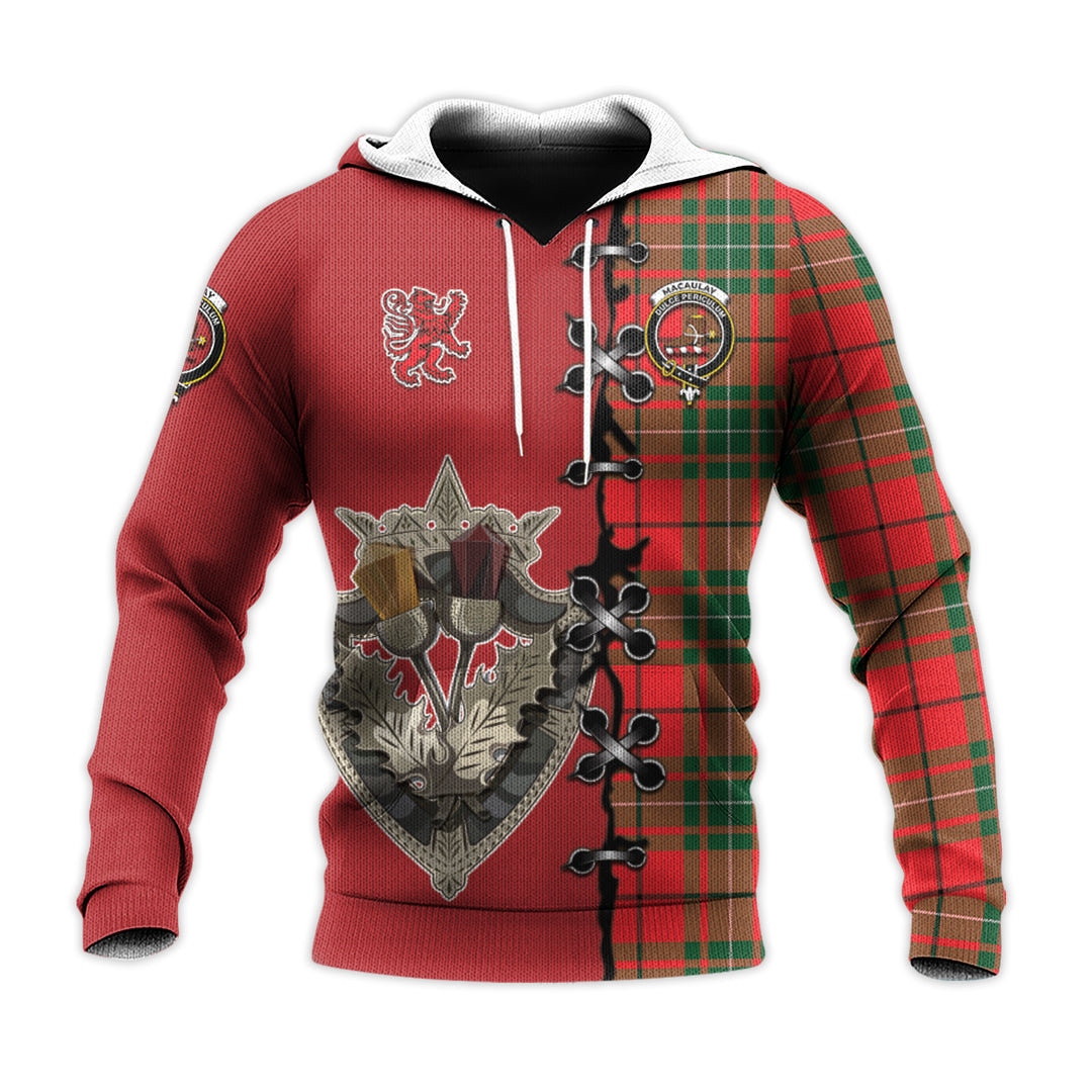 Printivon Macaulay Modern Tartan Hoodie Lion Rampant And Celtic Thistle Style