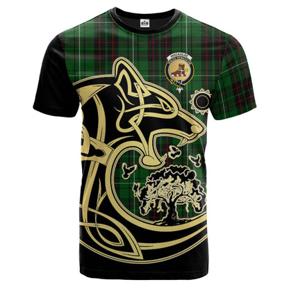 Printivon MacAulay of Lewis Crest Celtic Wolf Tartan T Shirt Custom Your Text