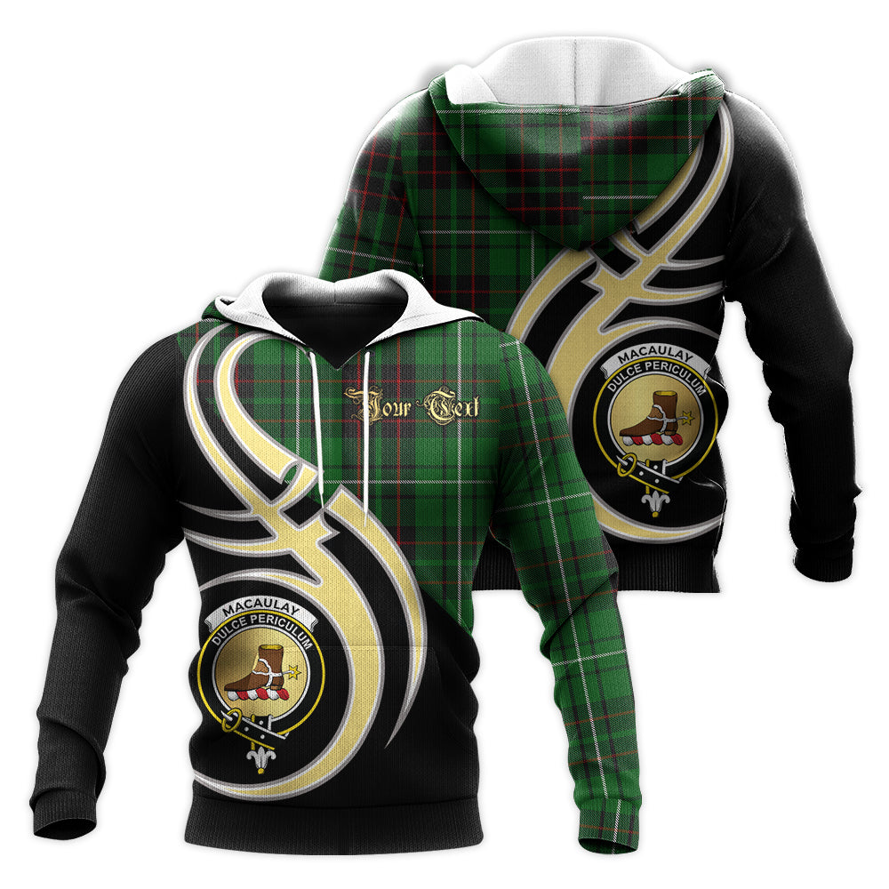 Printivon Macaulay Of Lewis Clan Believe In Me Crest Tartan Knitted Hoodie Custom Your Text