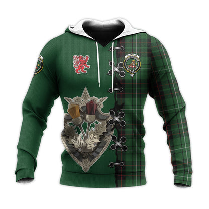 Printivon Macaulay Of Lewis Tartan Hoodie Lion Rampant And Celtic Thistle Style