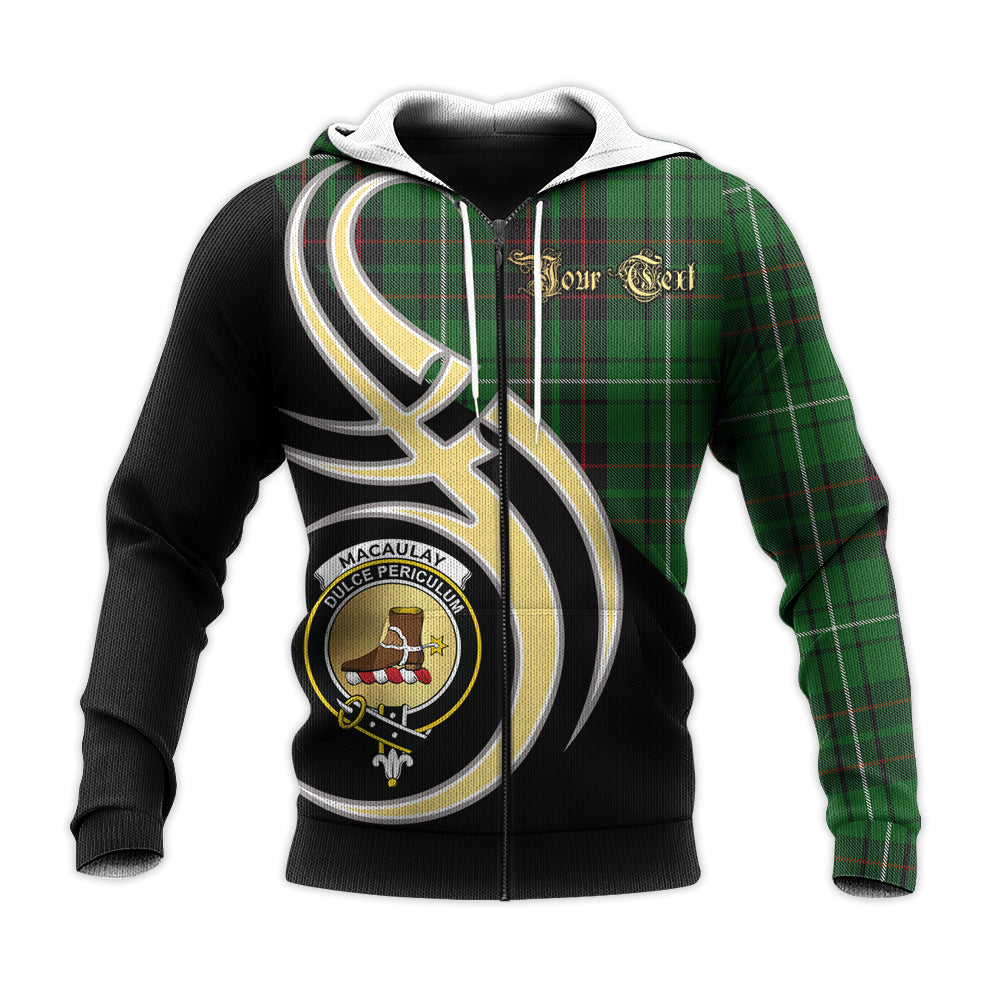 Printivon Macaulay Of Lewis Clan Believe In Me Crest Tartan Knitted Hoodie Custom Your Text