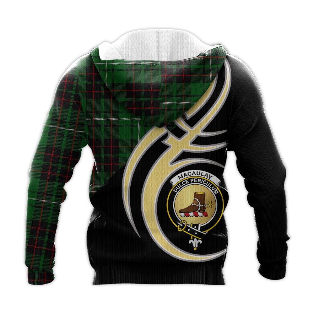 Printivon Macaulay Of Lewis Clan Believe In Me Crest Tartan Knitted Hoodie Custom Your Text