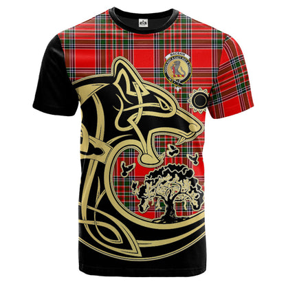 Printivon MacBain Crest Celtic Wolf Tartan T Shirt Custom Your Text